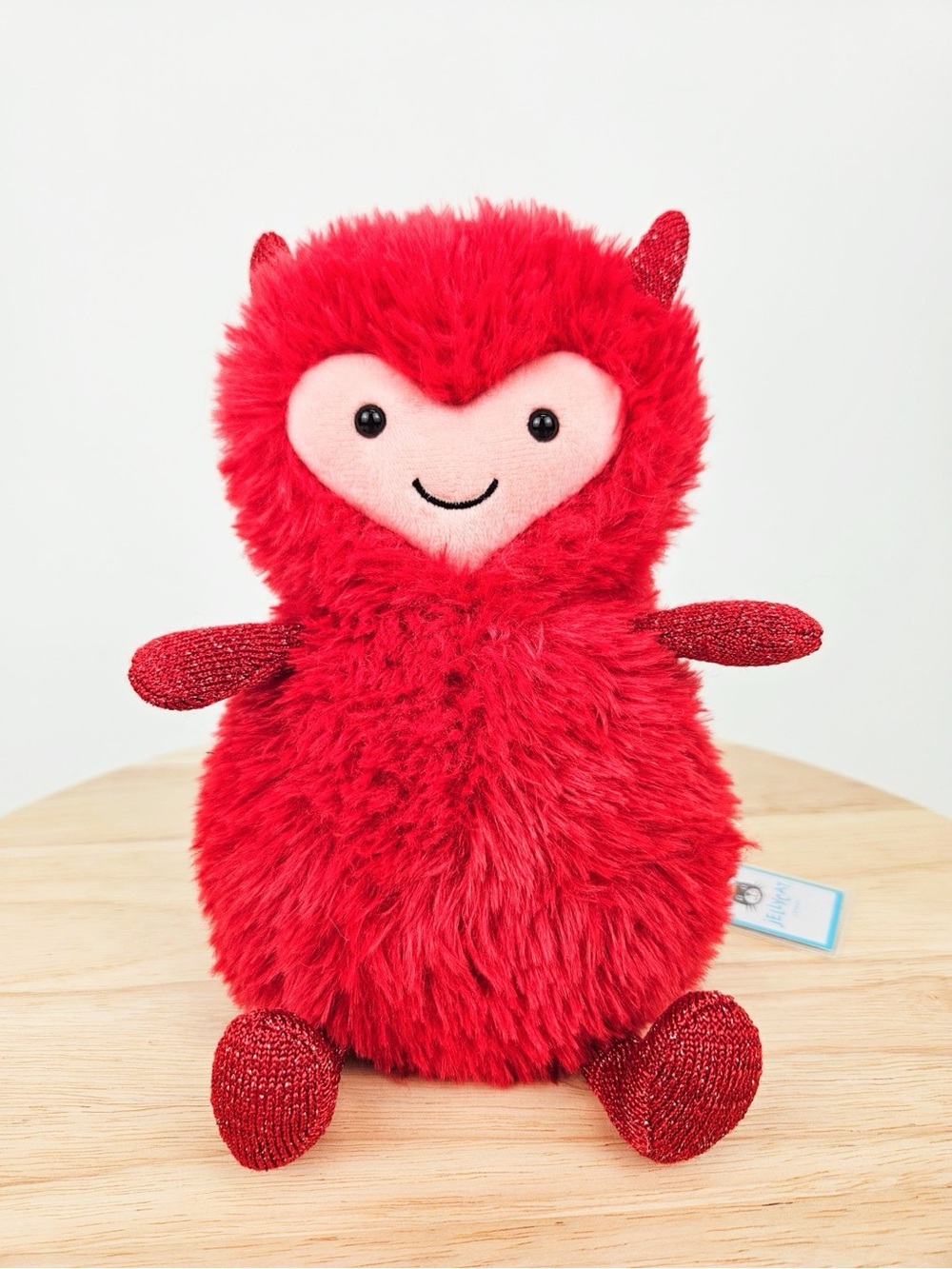 Jellycat Hugg Mcsnugg Red Fuzzy Heart-Faced Plush